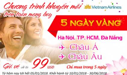 5 ngày vàng khuyến mãi, không lo về giá cùng Vietnam Airlines
