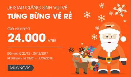 Cùng Jetstar Pacific mừng giáng sinh ,tưng bừng giá rẻ 24.000Đ